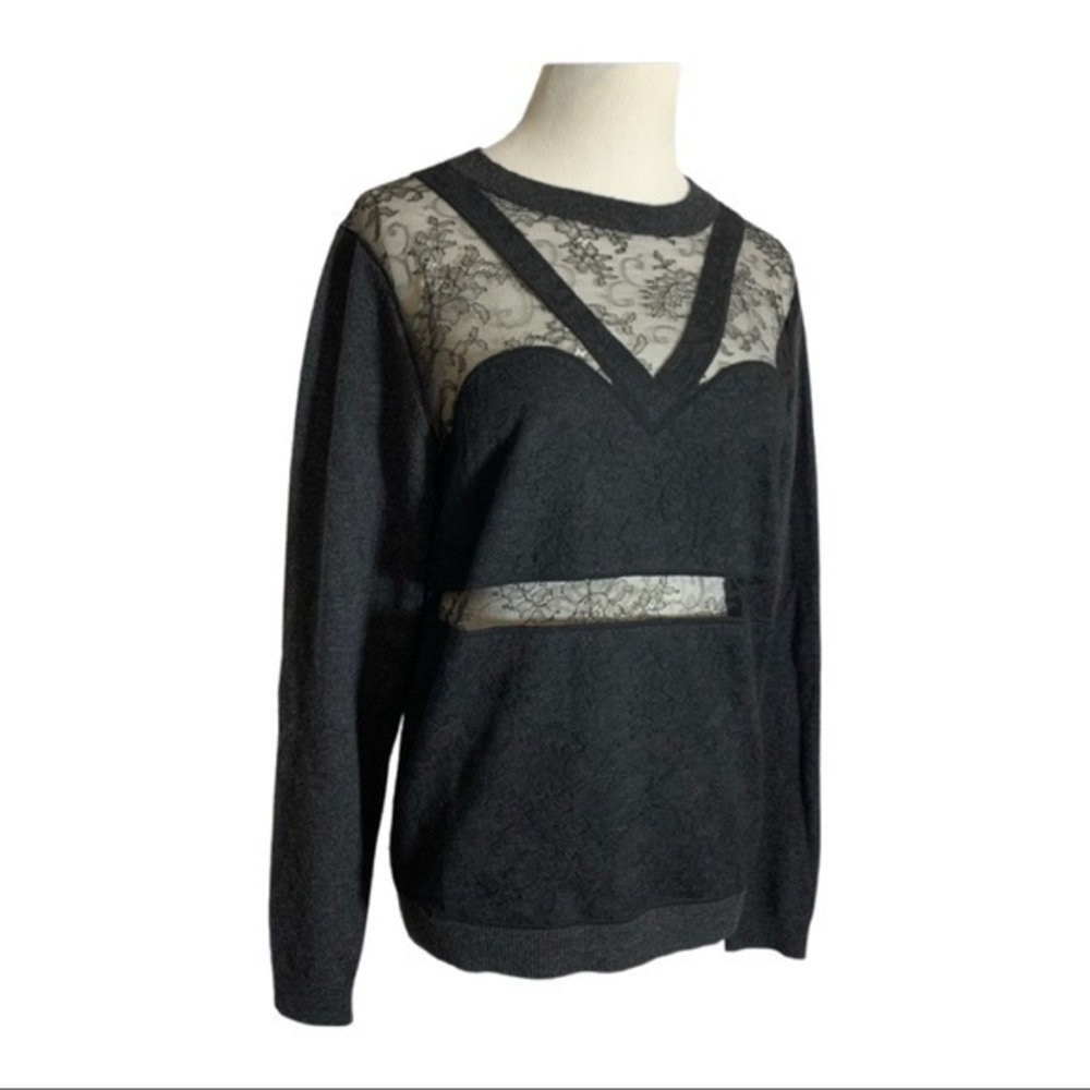 Nina Ricci • Lace Overlay Cashmere Sweater Black S ASO Emma Watson - Picture 3 of 8